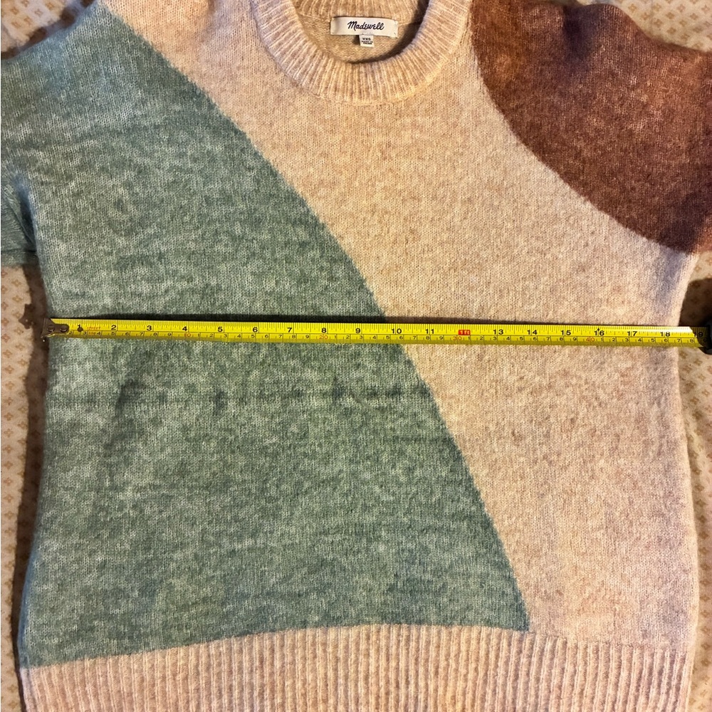 Madewell Tri-Tone Sweater - Green, Cream, Brown - Picture 3 of 8